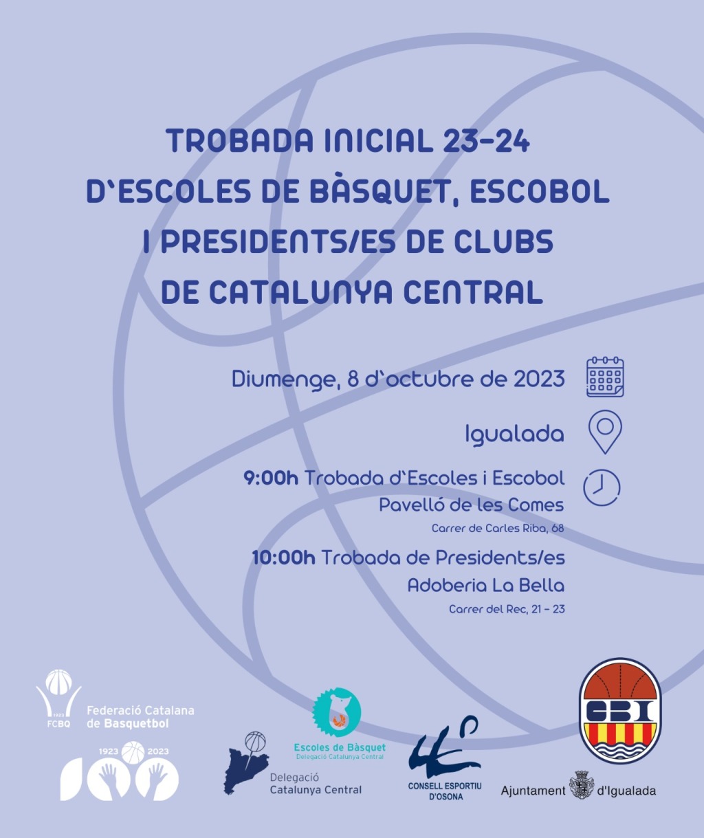 El CBI serà l’amfitrió de la trobada d’Escoles de Bàsquet, Escobol i Presidents de la Catalunya Central